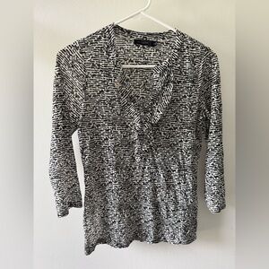 The Limited Black and White Ruffled Blouse